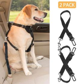 2Pcs Pet Dog saftey Seat Belt Leash Adjustable Pet Dog Cat Safety Leads Harness (Option: Black)