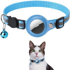 Reflective training Collar Waterproof Holder Case For Airtag Air Tag Airtags Protective Cover Cat Dog Kitten Puppy Nylon Collar (Option: Sky Blue)