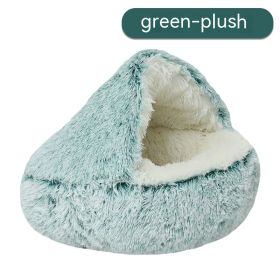 Pet Cat Bed Semi Enclosed Dog House (Option: Green-100cm-Plush)