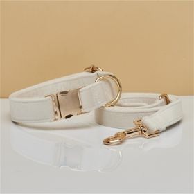 Multiple Color Velvet Personalise Dog Collar Leash Set With Bow (Option: White set-L)