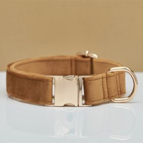 Multiple Color Velvet Personalise Dog Collar Leash Set With Bow (Option: Coffee-L)