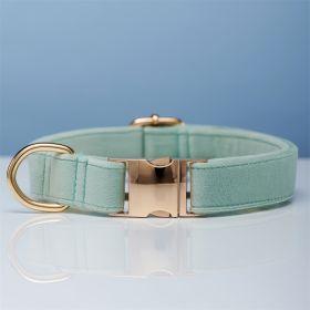 Multiple Color Velvet Personalise Dog Collar Leash Set With Bow (Option: Cyan-M)