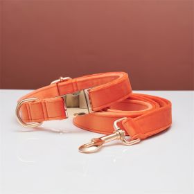 Multiple Color Velvet Personalise Dog Collar Leash Set With Bow (Option: Orange set-M)