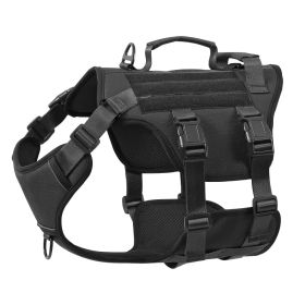 Heat-resistant Durable Nylon Tactical Service Dog Harness, Adjustable No-pull Reflective saftyVest With Dual Handles For Large Dogs (Option: Black-S)