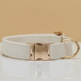 Multiple Color Velvet Personalise Dog Collar Leash Set With Bow (Option: White-M)