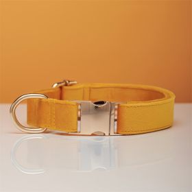 Multiple Color Velvet Personalise Dog Collar Leash Set With Bow (Option: Yellow-S)