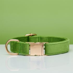 Multiple Color Velvet Personalise Dog Collar Leash Set With Bow (Option: Green-S)