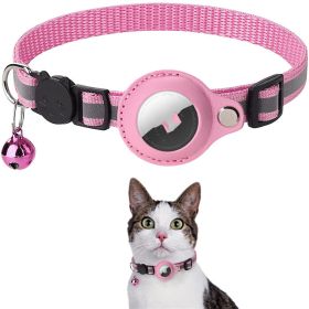 Reflective training Collar Waterproof Holder Case For Airtag Air Tag Airtags Protective Cover Cat Dog Kitten Puppy Nylon Collar (Option: Pink)