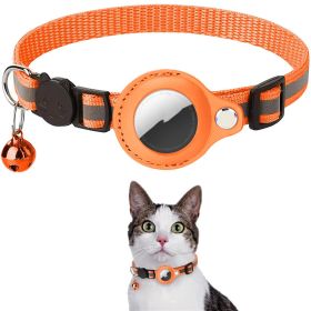 Reflective training Collar Waterproof Holder Case For Airtag Air Tag Airtags Protective Cover Cat Dog Kitten Puppy Nylon Collar (Option: Orange)