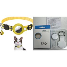 Reflective training Collar Waterproof Holder Case For Airtag Air Tag Airtags Protective Cover Cat Dog Kitten Puppy Nylon Collar (Option: Yellow set1)