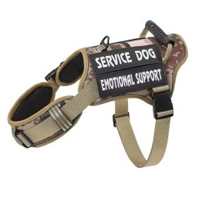 Tactical training Service Dog Harness With Handle, No-Pull Adjustable Reflective Pet Vest Harness For Easy Walking And Training (Option: Khaki-L)