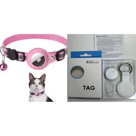 Reflective training Collar Waterproof Holder Case For Airtag Air Tag Airtags Protective Cover Cat Dog Kitten Puppy Nylon Collar (Option: Pink set1)