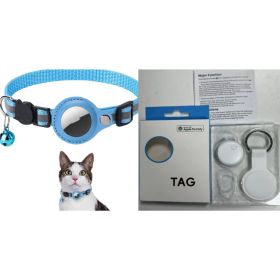 Reflective training Collar Waterproof Holder Case For Airtag Air Tag Airtags Protective Cover Cat Dog Kitten Puppy Nylon Collar (Option: Sky Blue set1)