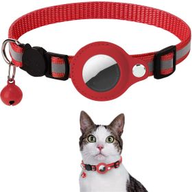 Reflective training Collar Waterproof Holder Case For Airtag Air Tag Airtags Protective Cover Cat Dog Kitten Puppy Nylon Collar (Option: Red)