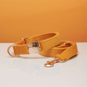 Multiple Color Velvet Personalise Dog Collar Leash Set With Bow (Option: Yellow set-XS)