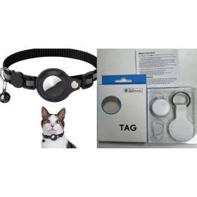 Reflective training Collar Waterproof Holder Case For Airtag Air Tag Airtags Protective Cover Cat Dog Kitten Puppy Nylon Collar (Option: Black set1)