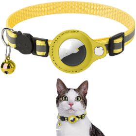 Reflective training Collar Waterproof Holder Case For Airtag Air Tag Airtags Protective Cover Cat Dog Kitten Puppy Nylon Collar (Option: Yellow)