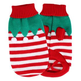 2 Patterns 4 Sizes Option-- 1Pc Pet Christmas Turtleneck Sweater Dog Cat Christmas Clothes Snowman Stripes Costume Winter Holiday Sweater For Small Me (Option: FurballS)