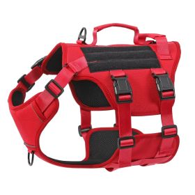 Heat-resistant Durable Nylon Tactical Service Dog Harness, Adjustable No-pull Reflective saftyVest With Dual Handles For Large Dogs (Option: Red-S)