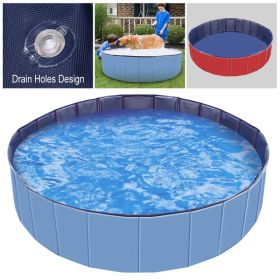 Foldable dog Swimming Pool PVC Kiddie Baby Dog Swim Pool Bathing Tub Playmat Kids Pools (Option: Blue)