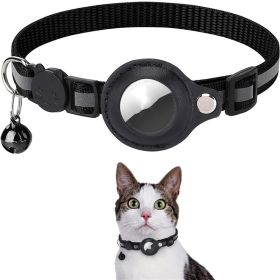 Reflective training Collar Waterproof Holder Case For Airtag Air Tag Airtags Protective Cover Cat Dog Kitten Puppy Nylon Collar (Option: Black)
