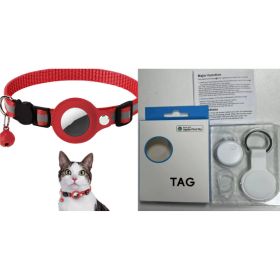 Reflective training Collar Waterproof Holder Case For Airtag Air Tag Airtags Protective Cover Cat Dog Kitten Puppy Nylon Collar (Option: Red set1)