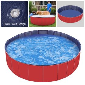 Foldable dog Swimming Pool PVC Kiddie Baby Dog Swim Pool Bathing Tub Playmat Kids Pools (Option: Red)