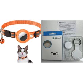 Reflective training Collar Waterproof Holder Case For Airtag Air Tag Airtags Protective Cover Cat Dog Kitten Puppy Nylon Collar (Option: Orange set1)