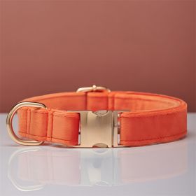 Multiple Color Velvet Personalise Dog Collar Leash Set With Bow (Option: Orange-XS)