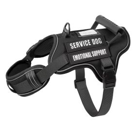 Tactical training Service Dog Harness With Handle, No-Pull Adjustable Reflective Pet Vest Harness For Easy Walking And Training (Option: Black-S)